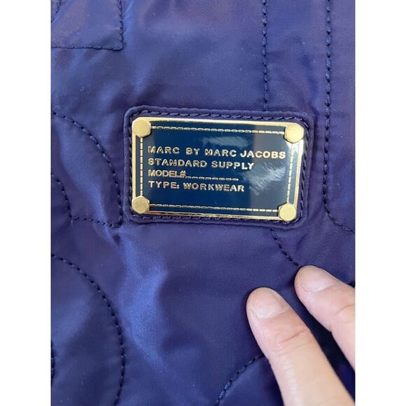 Marc Jacobs Nylon Quilted Lined Allover Logo Letter Shopper Tote Purse - Picture 11 of 15